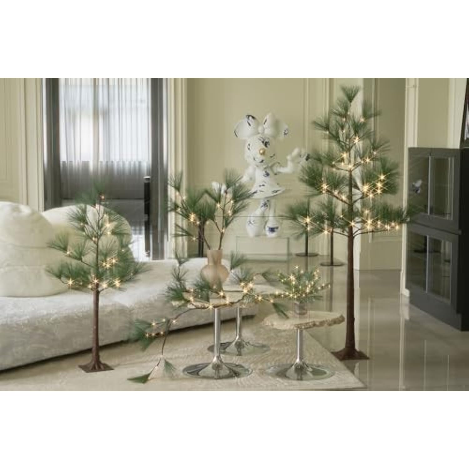 Lighted Christmas Pine Tree With Timer 6Ft 72 Warm White Led Lights, Pre Lit Twig Tree For Home Room Christmas Holiday Decoration Indoor Outdoor