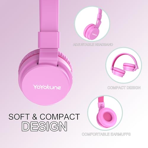 Kids Bluetooth Headphones,Lightweight Kids Headphones Wireless,85/94dB Safe Volume,40H Playtime,Fast Charging,Bluetooth 5.3,Over Ear,Toddler