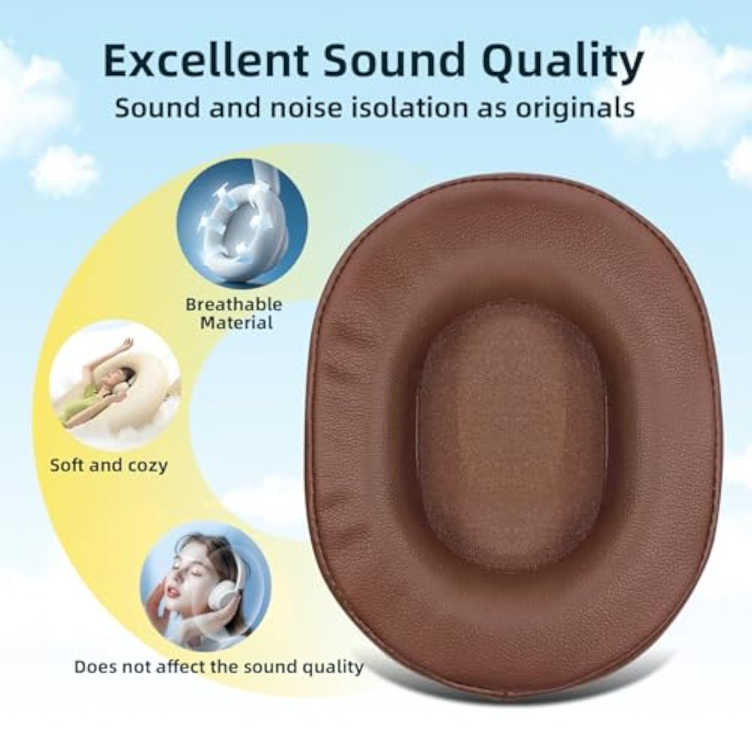 Replacement Ear Cushions For Sony Mdr-7506 Mdr-V6 Mdr-V7 Mdr-Cd900St Monitor Headphones, Ear Cushions Are Made Of Soft Protein Leather, Added Thickness(Brown)