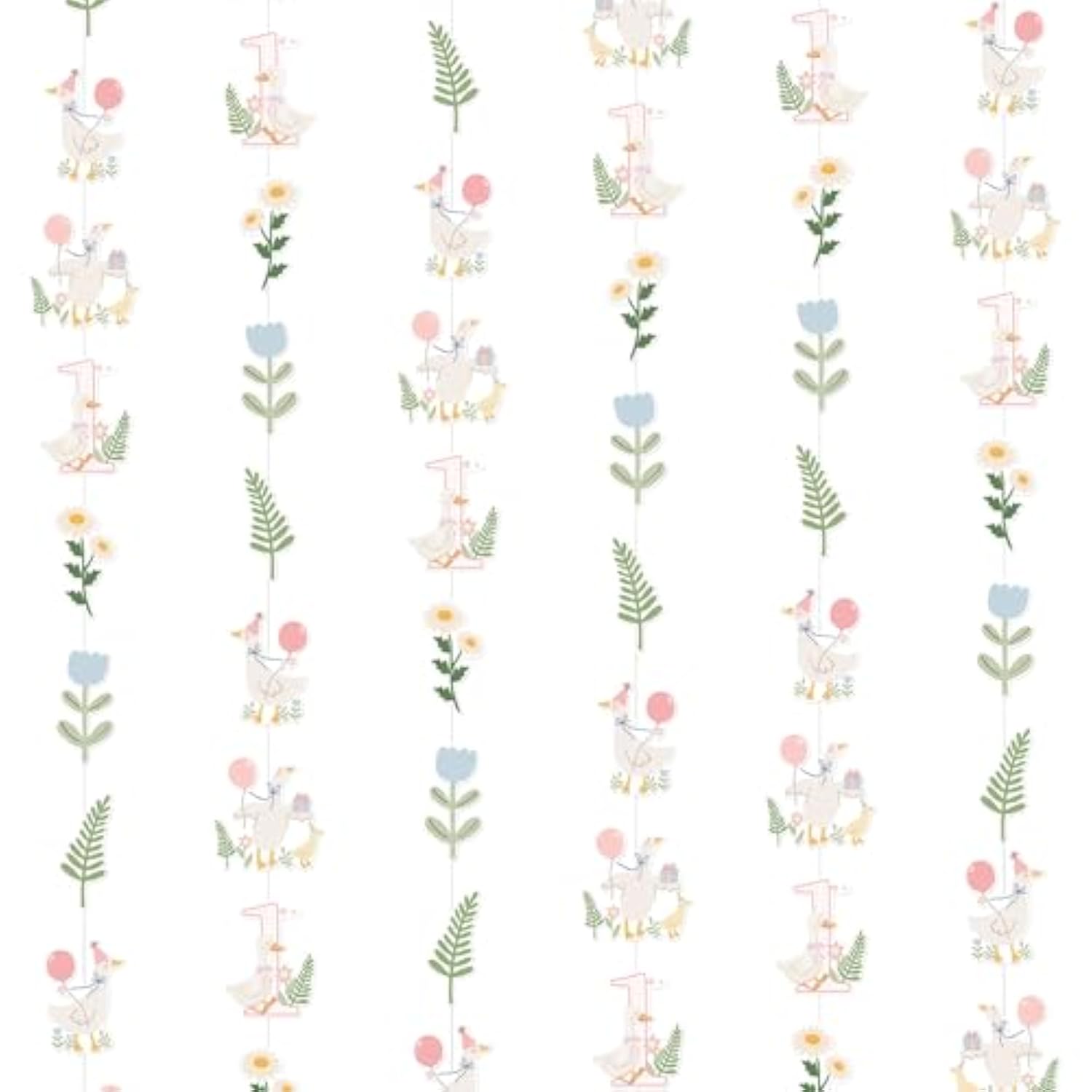 6 Pieces One Silly Goose Birthday Decorations Girls Pink Gingham Paper Rectangular Banner Garland Streamers Duck Birthday Funny Goose Party Supplies