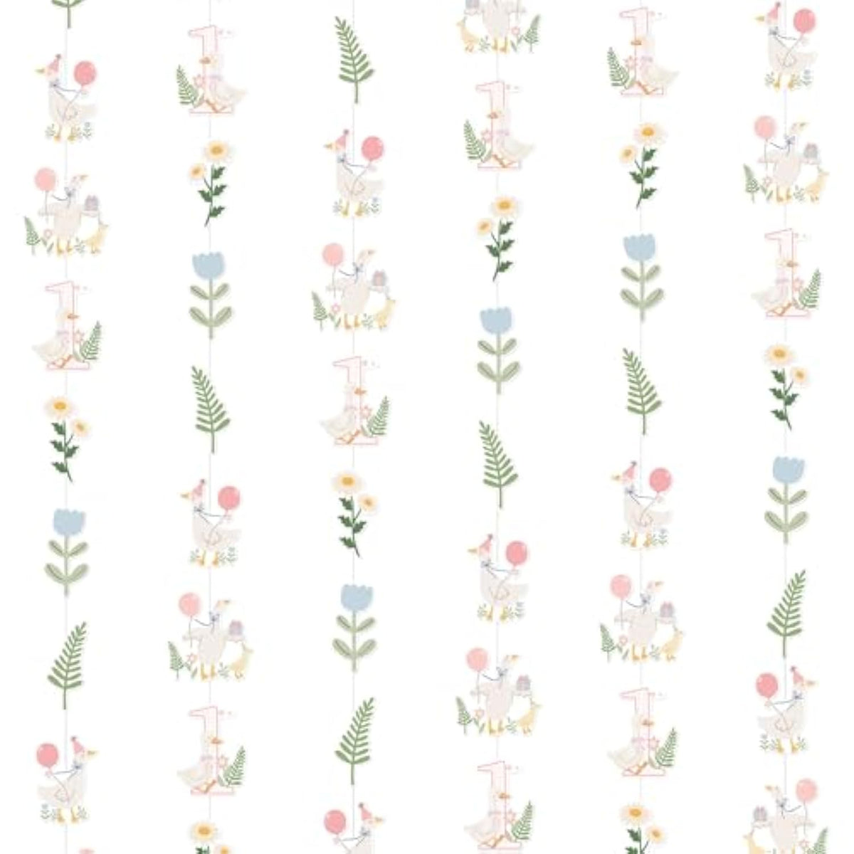 6 Pieces One Silly Goose Birthday Decorations Girls Pink Gingham Paper Rectangular Banner Garland Streamers Duck Birthday Funny Goose Party Supplies