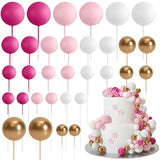 32 Pcs Ball Cake Topper Decorations Mini Balloons Cake Topper Sticks Foam Balls Cake Picks Cake Topper Balls Cake Decorations For Wedding Party Birthday Cake Decorating (Pink Gold)