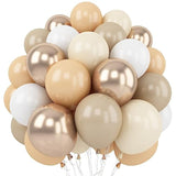 60pcs White Sand Beige Boho Balloons Chrome Champagne Nude for Party Decor