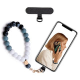 Silicone Beaded Phone Wrist Strap, Elastic Bracelet with Tether Tab, Black
