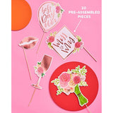 Bridal Shower, Wedding Photo Booth Props - 20 Pieces, Pre-Assembled - Rose Gold Bachelorette Party Decorations, Bride To Be, Miss To Mrs