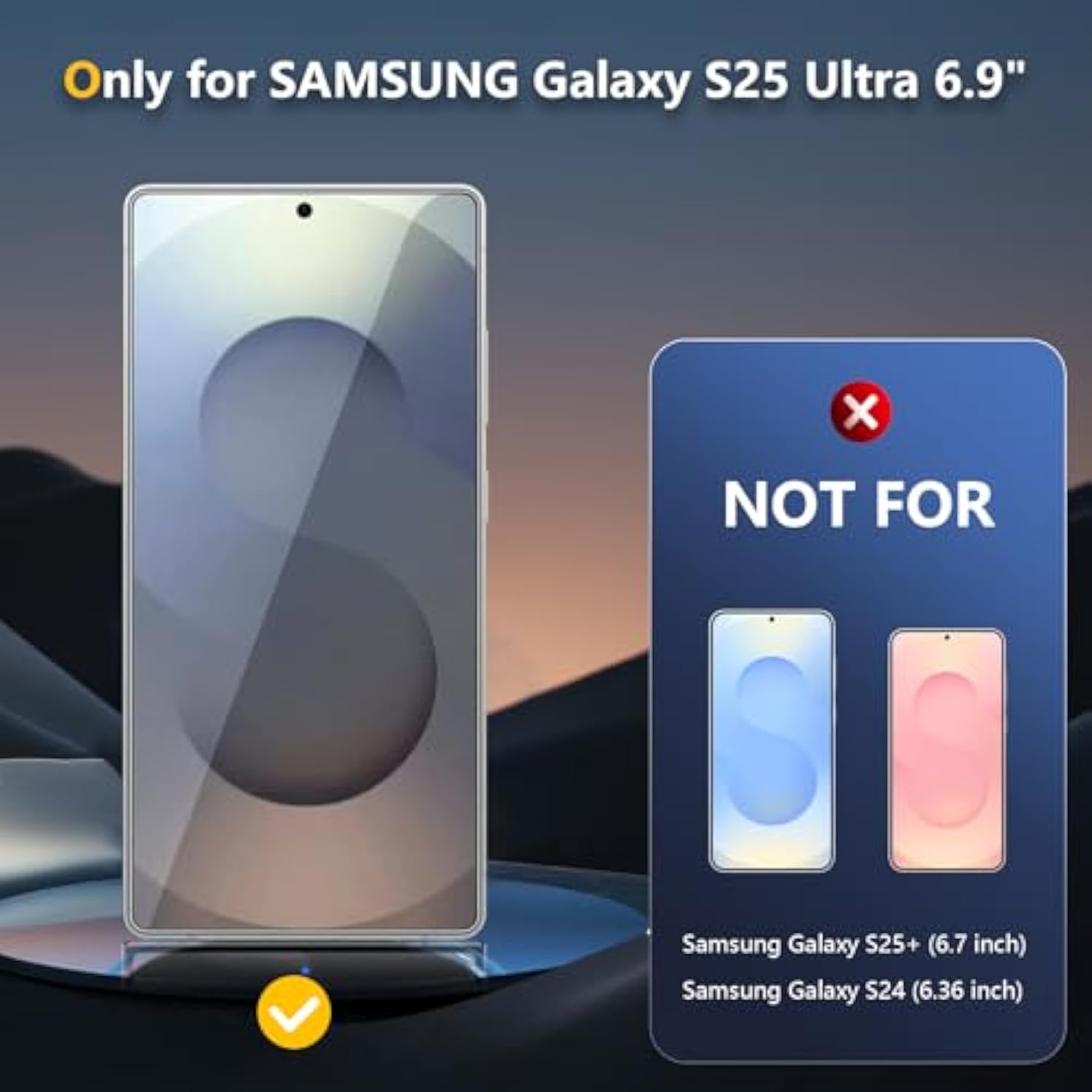[2 Pack] For Samsung Galaxy S25 Ultra 5G Privacy Screen Protector 6.9-Inch, 9H Tempered Glass Film, Fingerprint Id Compatible, Easy Installation