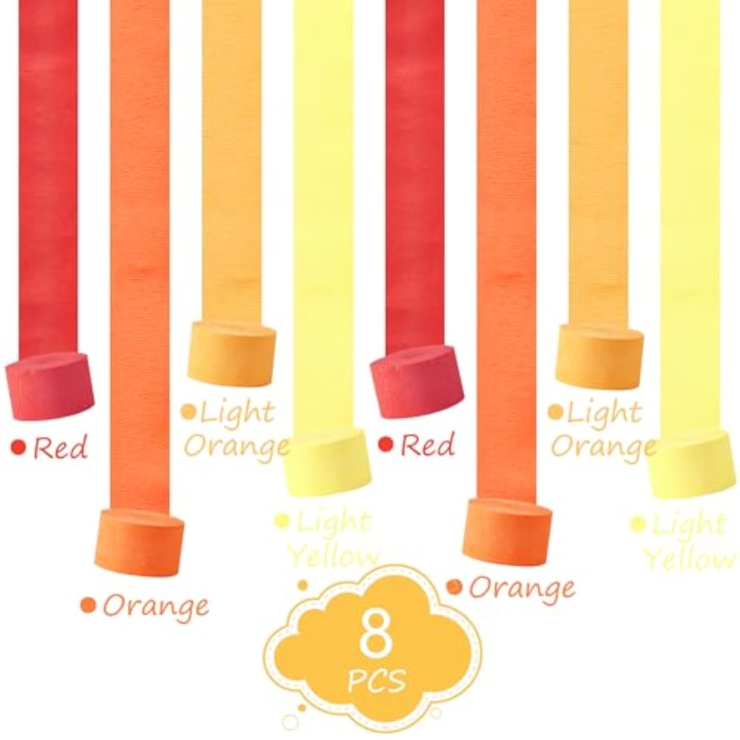 Orange Streamers Party Decorations, 8 Rolls 656Ft Red Orange Yellow Crepe Paper Streamers For Thanksgiving Birthday Anniversary Firefighter Fall Decorations Supplies