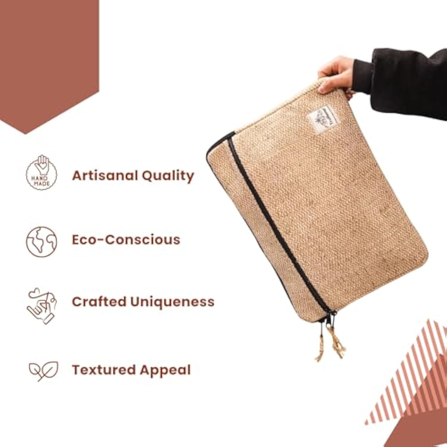 Natural Laptop Sleeve – Durable 14-Inch Laptop Cover With Zipper, Lightweight Water-Resistant Case For Travel & Work