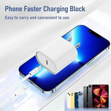 Fast Charger For Iphone 14 13 12 Charge Fast Charging, 2Pack 6Ft+10Ft Usb C To L Cable With 20W Usb C For I Phone Charger Block, Compatible With Iphone 14 13 12 Pro/14 Plus/13 Pro Max - White