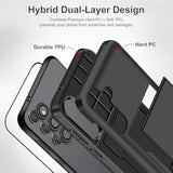 For Samsung Galaxy S25 Case With Screen Protector + Camera Cover [4-In-1] Galaxy S25 Case Wallet Card Holder Heavy Duty Protective Dual Layer Shockproof Phone Case For Galaxy S25, Black