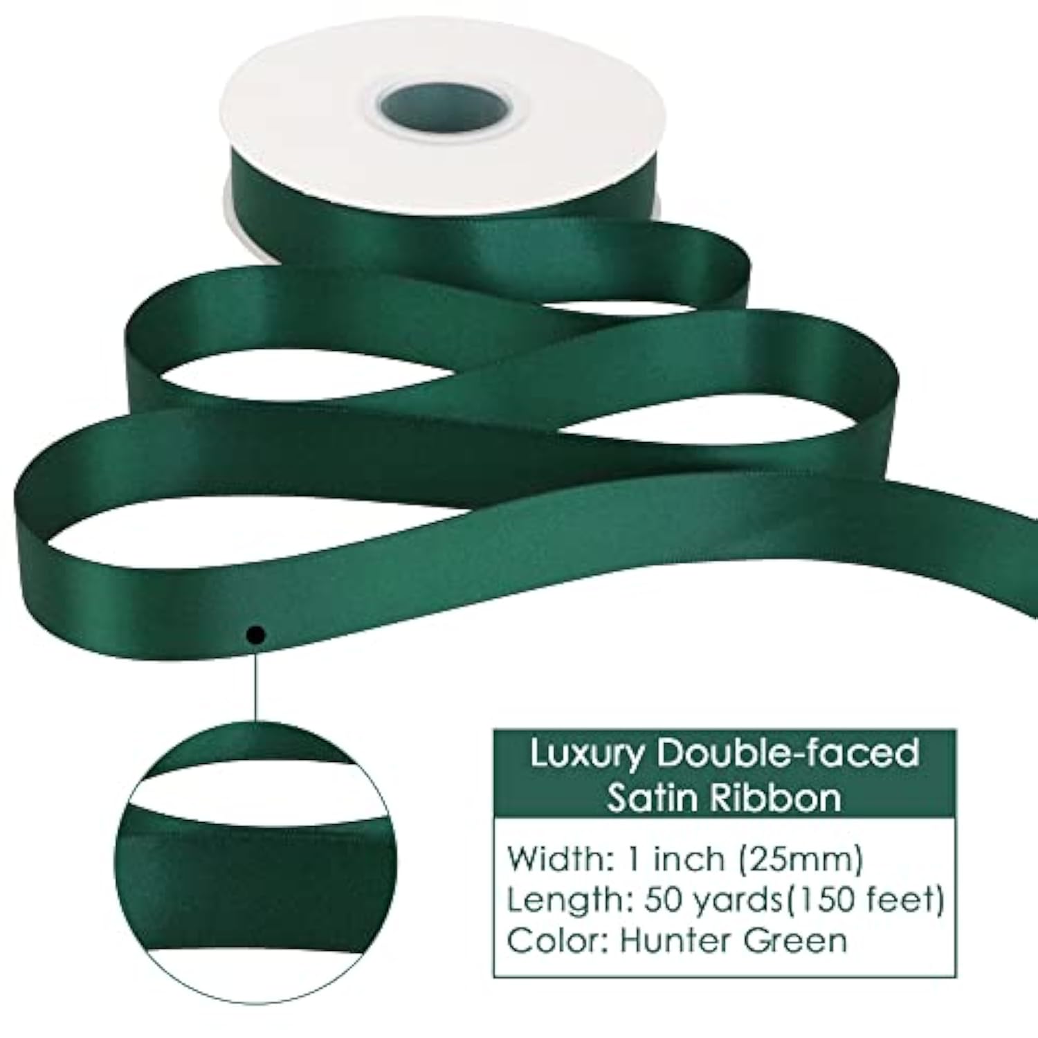 Hunter Green Ribbon Green Satin Ribbon 1 Inch X 50 Yards Double Face S