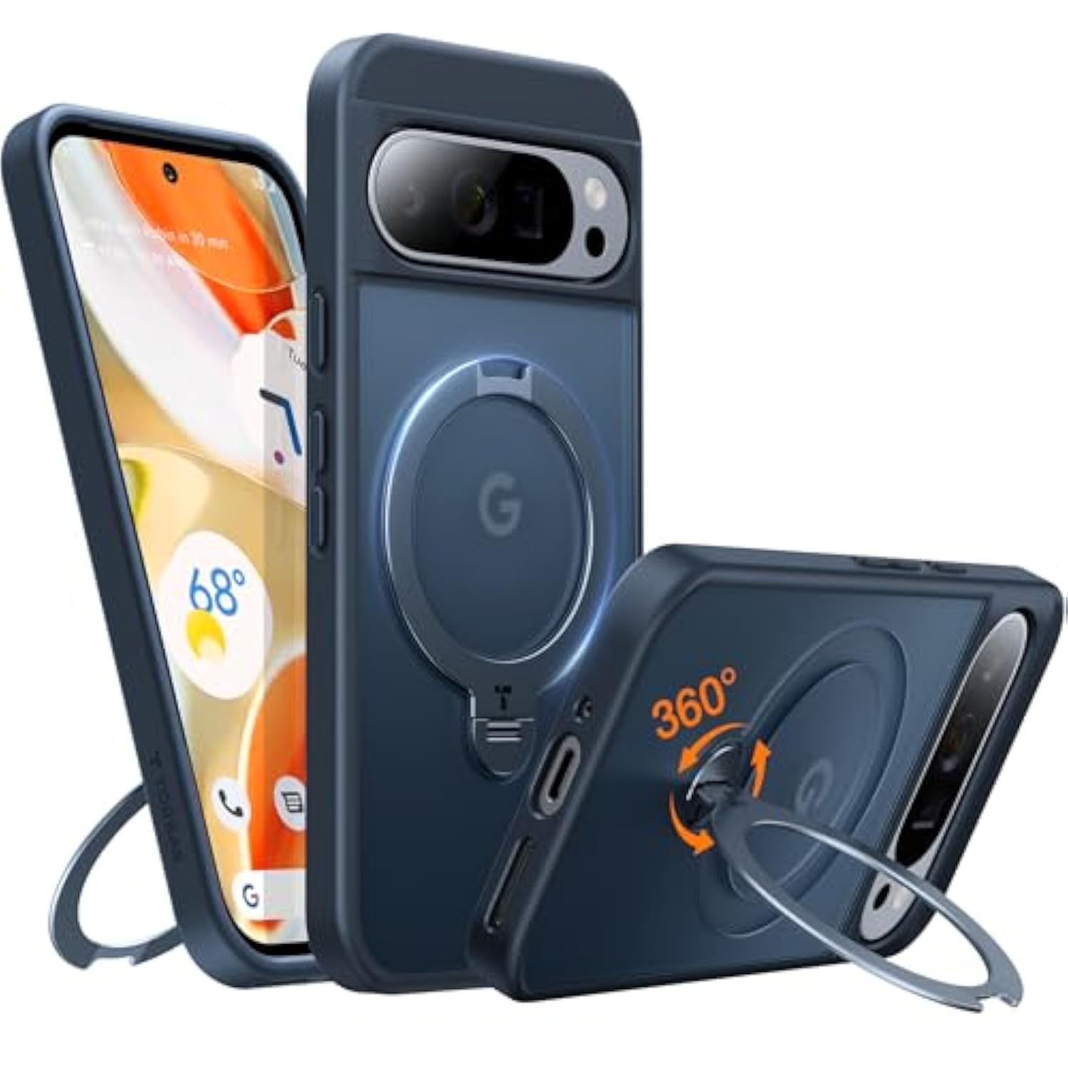 360° Spin Magnetic Stand Case for Google Pixel 9 Pro XL, 12FT Military Grade Case