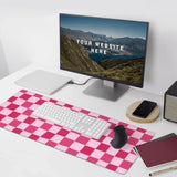 Pink Purple Checkerboard Mouse Pad Large Desk Mat For Keyboard And Mouse Non-Slip Gaming Mousepad Office Desk Accessories For Computer 35.4X15.7Inch
