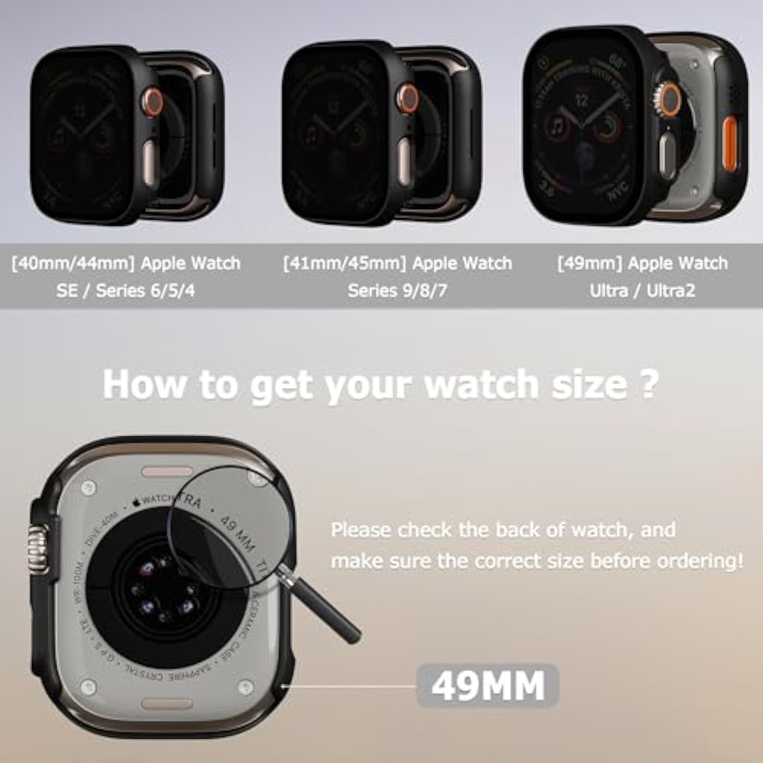 For Apple Watch Ultra/Ultra 2 Privacy Screen Protector Case 49Mm, [Anti-Peeping] Protective Bumper Cover For Apple Watch 49Mm, 2 Pack, Black