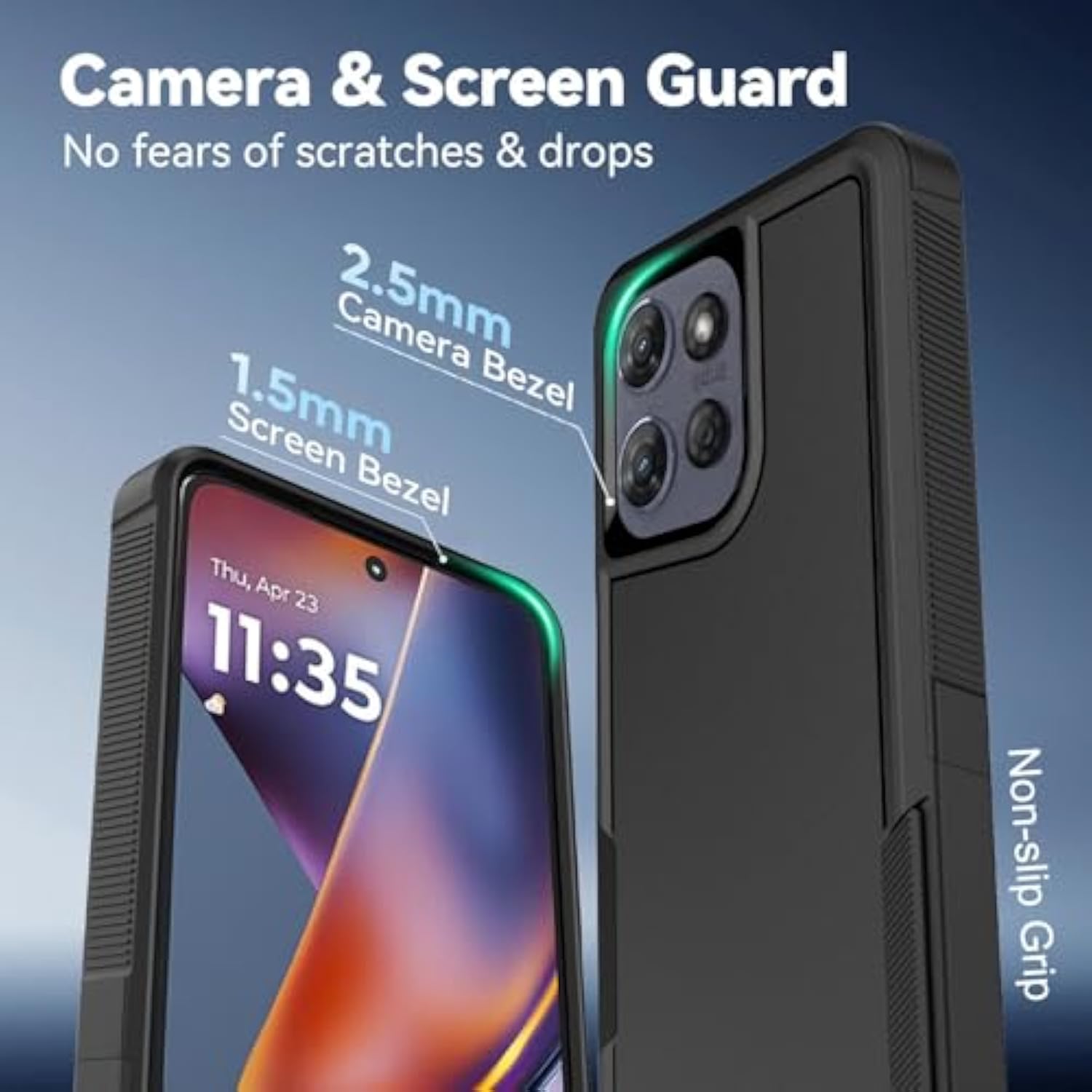 For Moto G 2025 Case, Motorola Moto G 5G 2025 Case, With Glass Screen Protector, 15Ft Military-Grade Drop Protection, Dual Layer Full Body Shockproof Phone Case, Black