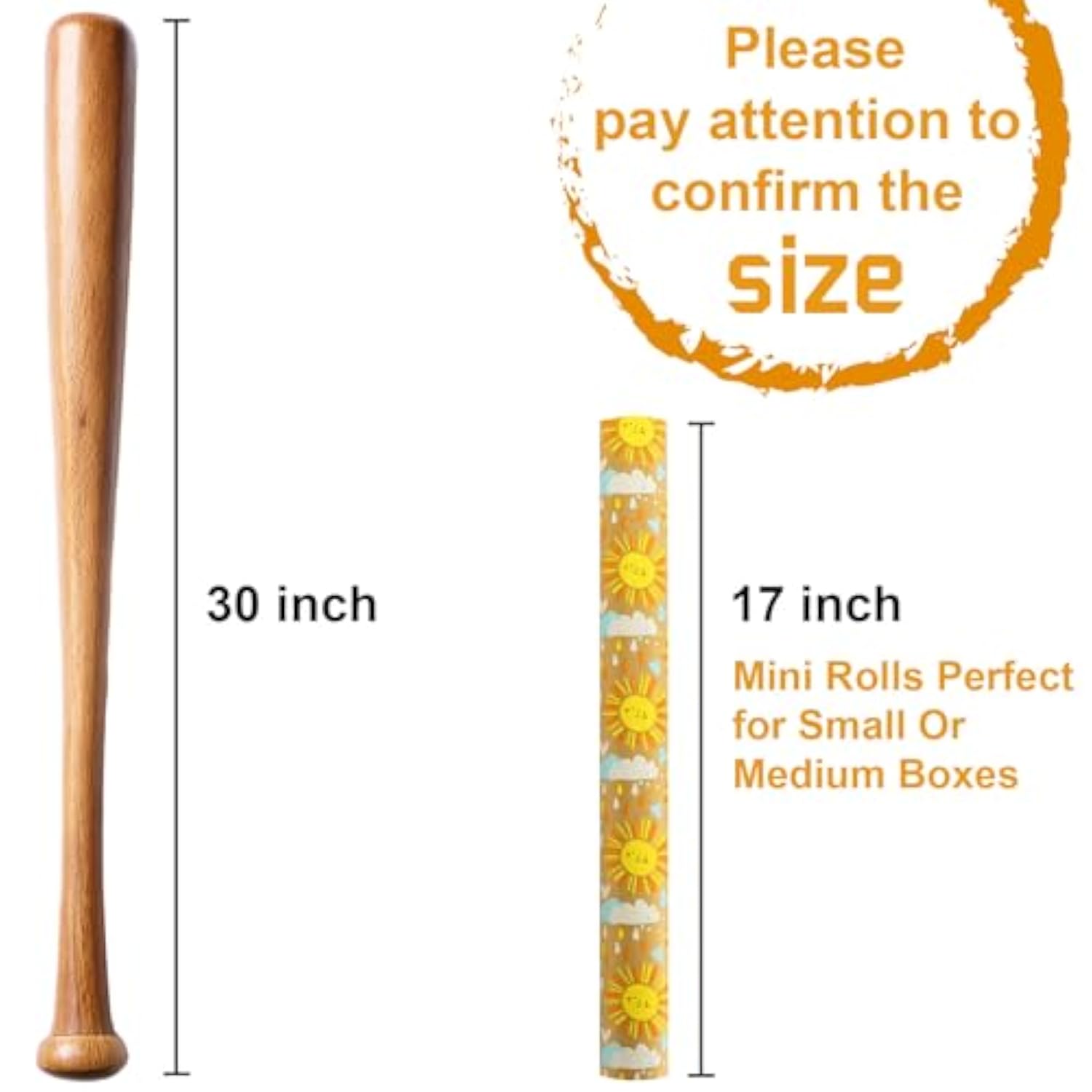 Kraft Baby Shower Wrapping Paper, Recyclable Sunshine, Cloud & Heart Design Baby Gift Wrap Paper For Children Birthday, Party, Holiday, Cute Wrapping Paper Mini Roll (17 Inch X 33 Feet)