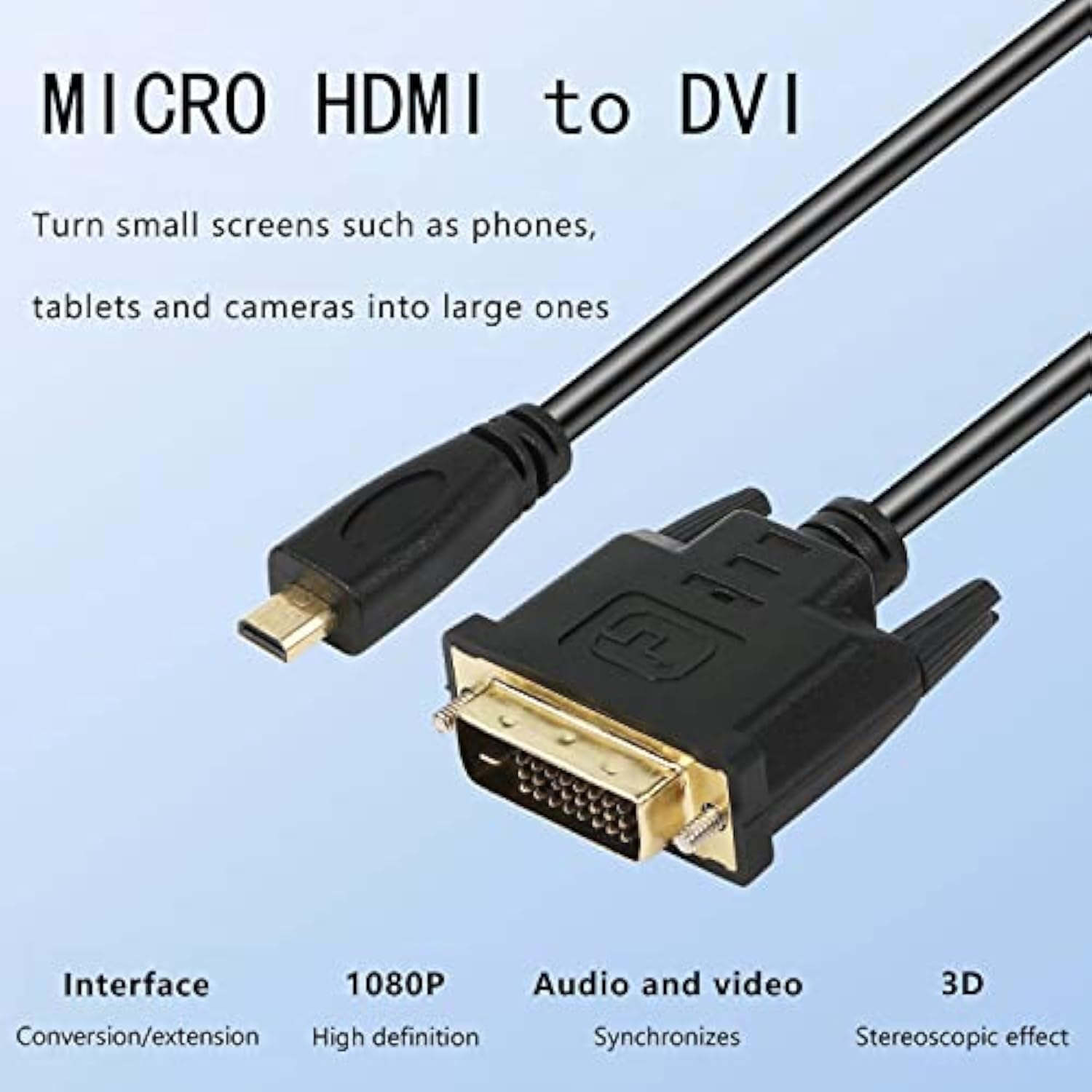 Micro Hdmi To Dvi Adpter Cable, Micro Hdmi Male To Dvi 24+1 Dvi-D Cable Connec
