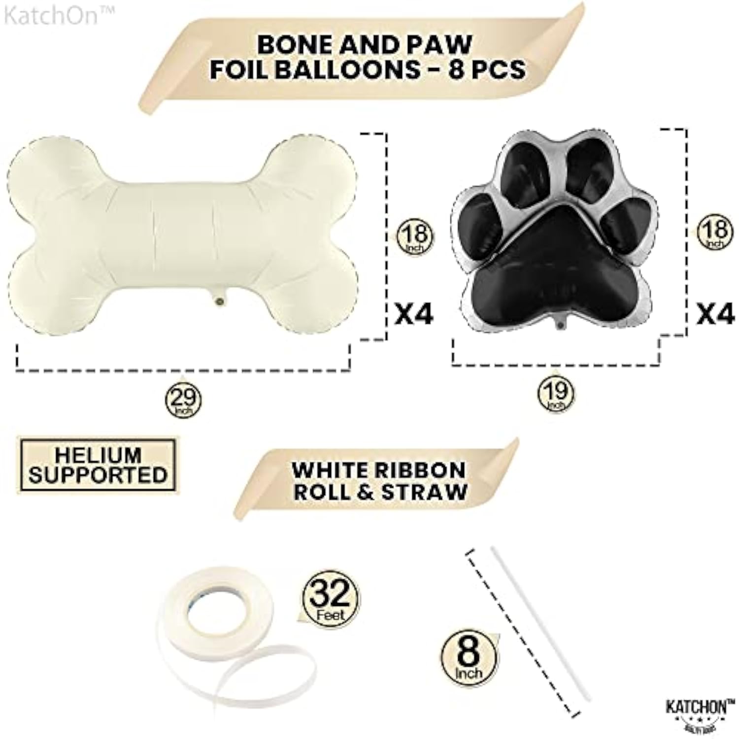 , Large Dog Balloons - 29 Inch, Pack Of 8 | Dog Balloons For Birthday Party, Paw Print Balloon | Dog Party Decorations, Paw Balloon | Lets Pa Birthday Decorations