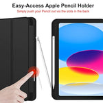 (A16) Case/ 10Th Generation Case [11-Inch 2025/10.9 Inch 2022] With Pencil Holder, Trifold Stand Smart Cover With Soft Tpu Back,Auto Wake/Sleep(Black)