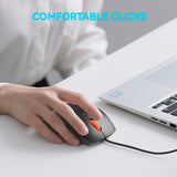 Wired Office Mouse, Ergonomic Design, Anti-Slip Silicone Grip, 600/1000/1600 Dpi Adjustable, 5Ft Cable, Compatible With Multiple Systems, For Office, School, Home (Black)