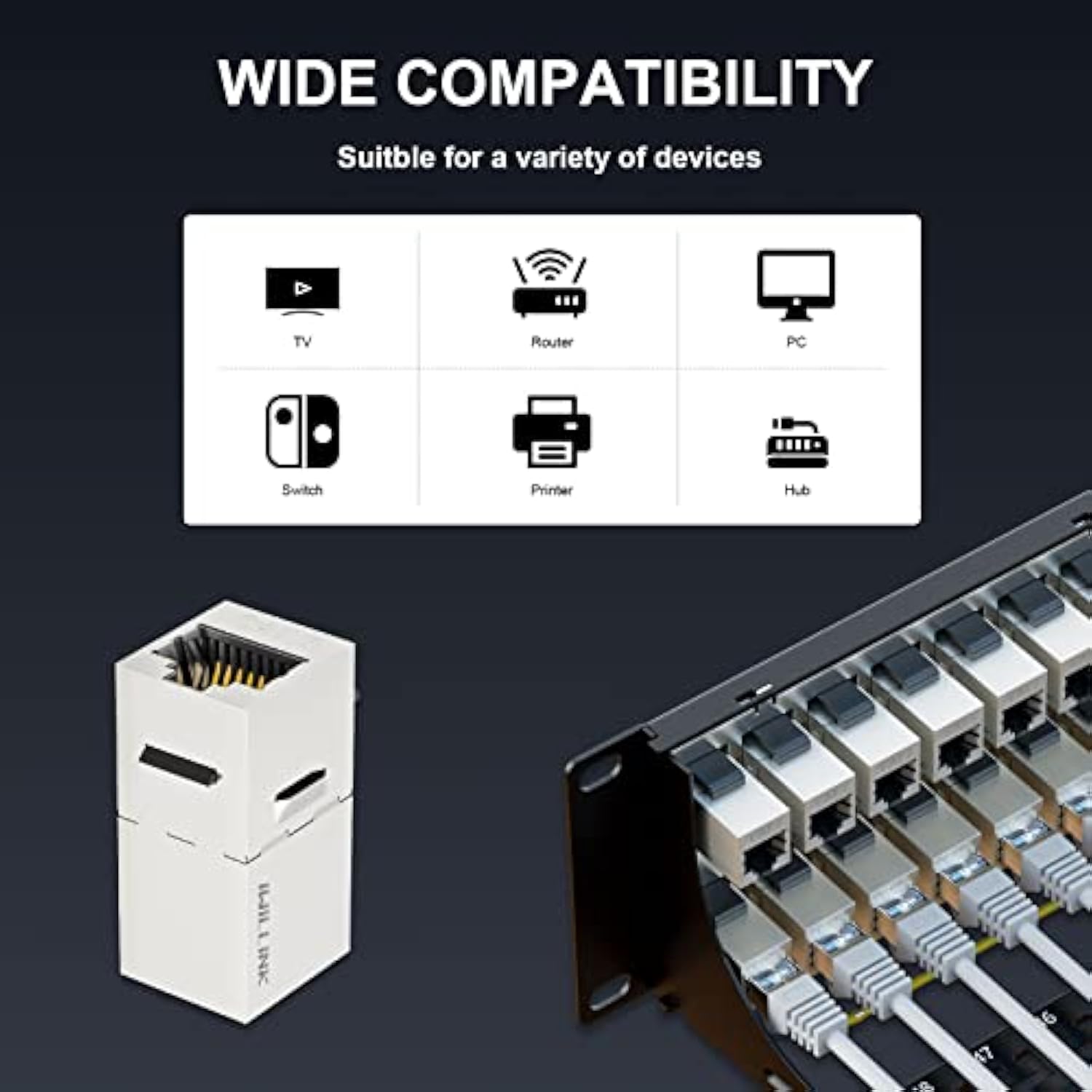 48 Port Rj45 Through Coupler 2U Cat7 Patch Panel Stp Shielded 19-Inch With Bac