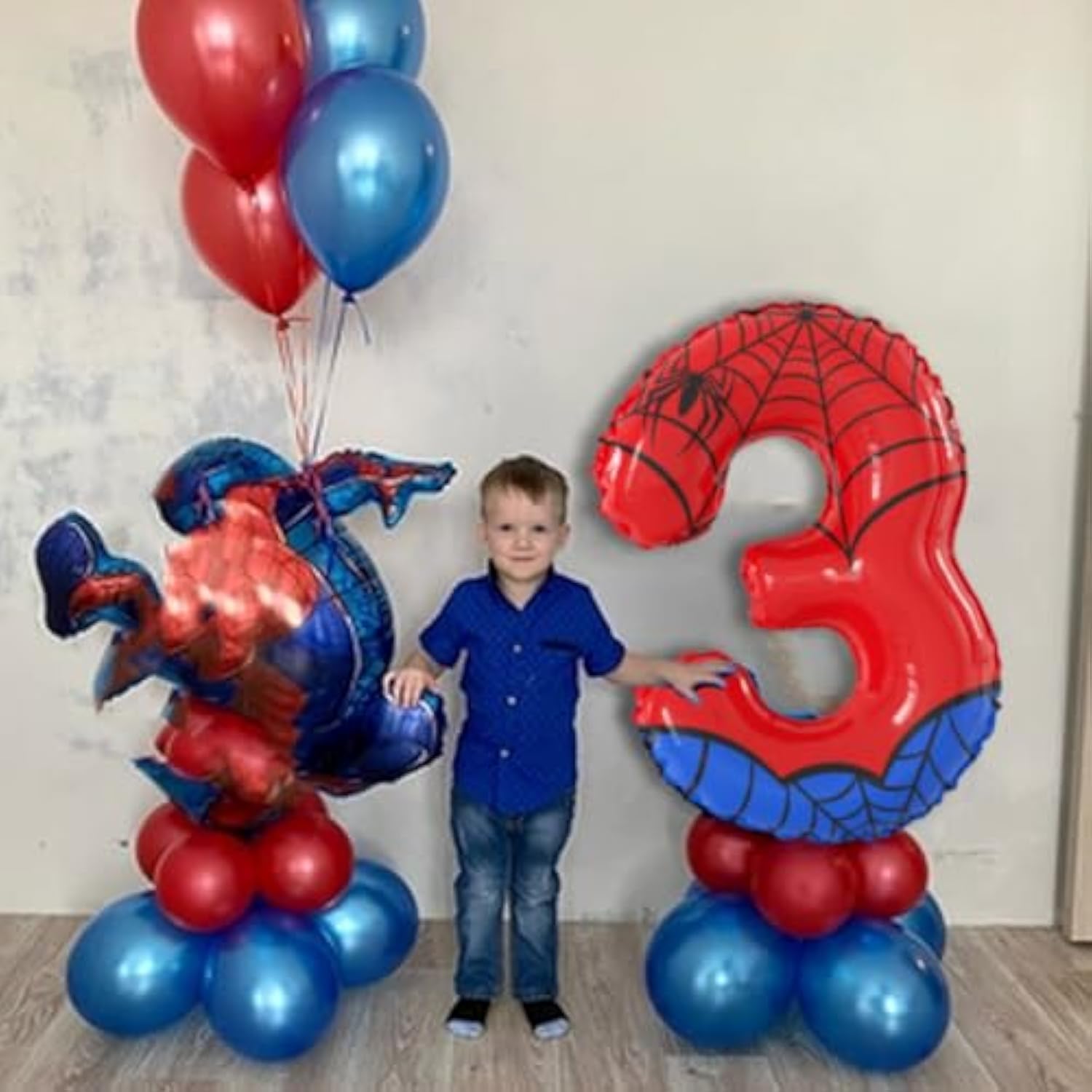 40 Inch Giant Spider Theme Number Foil Balloons - Large Number 3 Balloons For Kids' Birthday Anniversary Party Decorations Supplies (Numbers 0-9 Available)