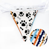 32Ft Orange Blue Dog Paw Party Decorations Puppy Paw Print Fabric Banner Triangle Pennant Flag Garland Streamers For Kids Boys Blue Dog Birthday Baby Shower Party Outdoor Garden Decor Supplies
