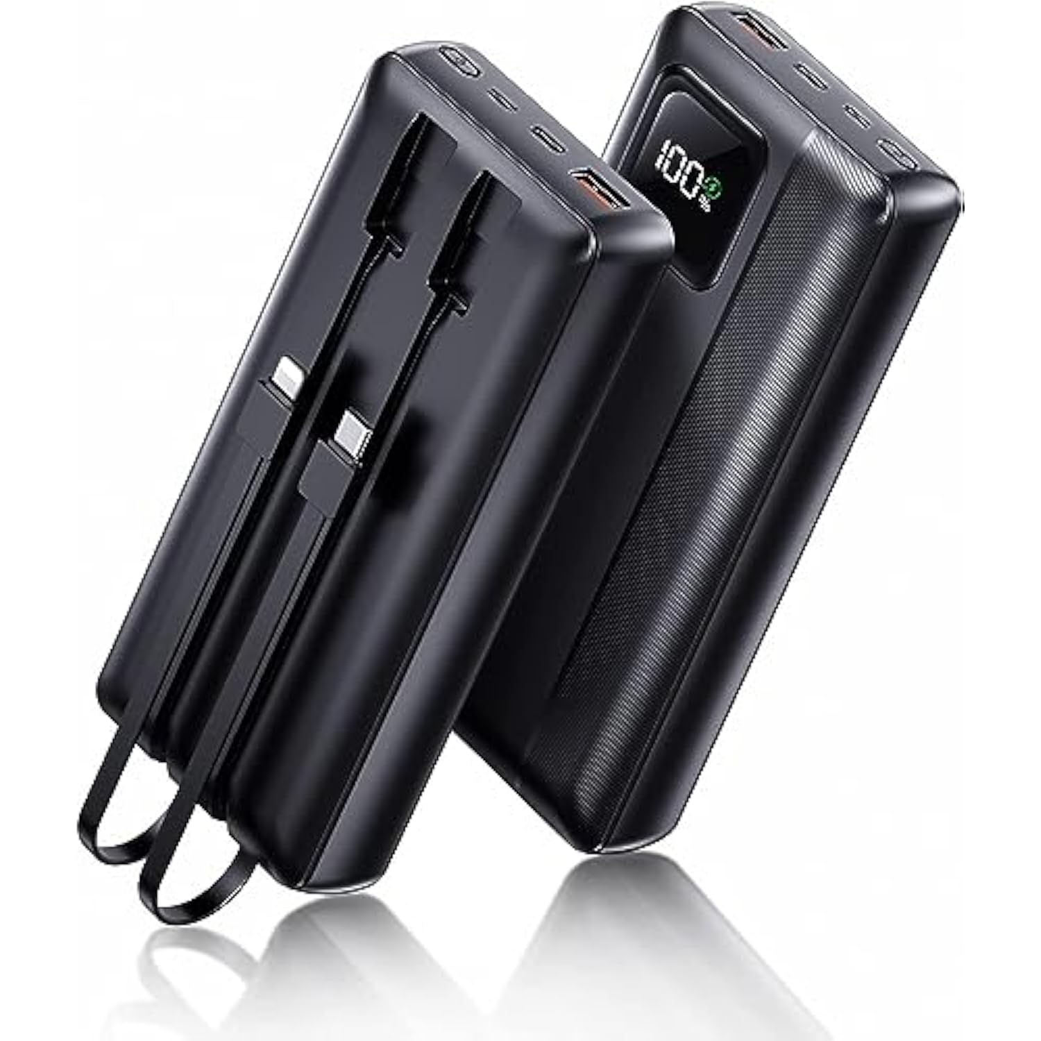 Power-Bank-Portable-Charger - 40000Mah Power Bank Support Pd 30W And Qc4.0 Fast Charger With Built-In 2 Output Cable And Led Display For Iphone And Android Phones And Most Electronic Devices