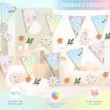 3Pcs Triangle Bunting Banner Garland, Spring Floral Flags Pennant Garlands, Reusable Paper Hanging Decorations, Carnival Theme Birthday Party Outdoor Events Decor Supplies