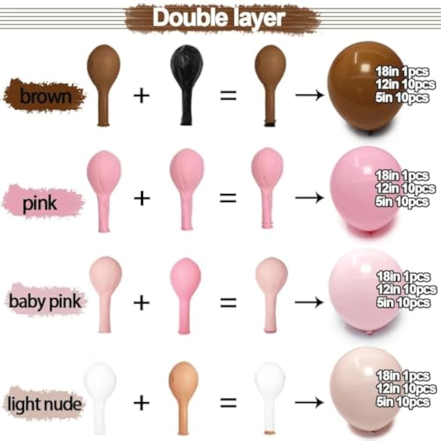 Pink Brown Balloon Garland Double Stuffed Latex Nude Light Pink Balloons Brown Beige Boho Balloon Arch Kit Different Size For Baby Shower Bridal Shower Wedding Birthday Girls Party Decor