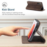 Case For Samsung Galaxy S21 5G, Vintage Pu Leather Wallet Case Card Slot Kickstand Magnetic Closure Shockproof Flip Folio Cover For Samsung Galaxy S21 - Coffee Brown