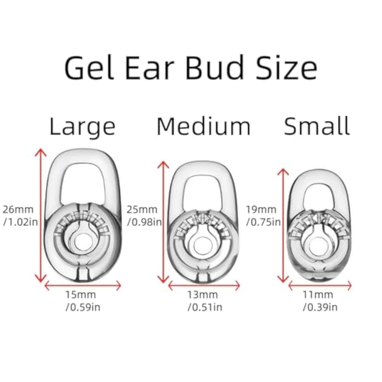 Replacement Earbuds Ear Tips, Ear Hook Loops, For Plantronics M155 M165 M1100 M100 M55 M28 M25 Voyager Edge, 6Pcs Bearloops Earhook 9Pcs Ear Bud Gel S/M/L, With Storage Box (Clear+Clear)