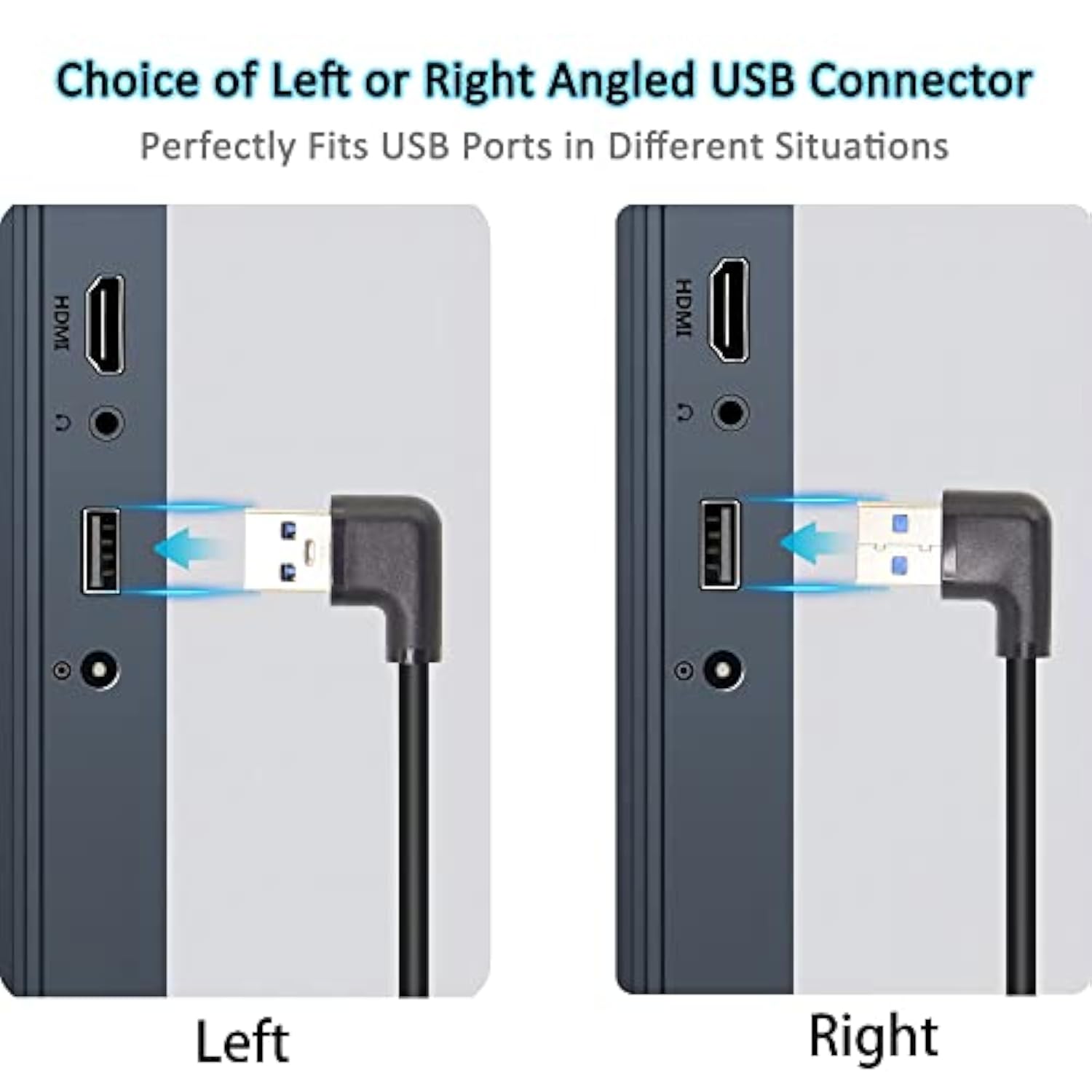 Right Left Angle Usb 3.0 Extension Cable,Superspeed 90 Degree Usb3.0 A Male To Female Super Fast 5Gbps Data Cord For Laptop Tv Usb Disk Mouse Hard Disk Camera -Black 3.3Ft/1M