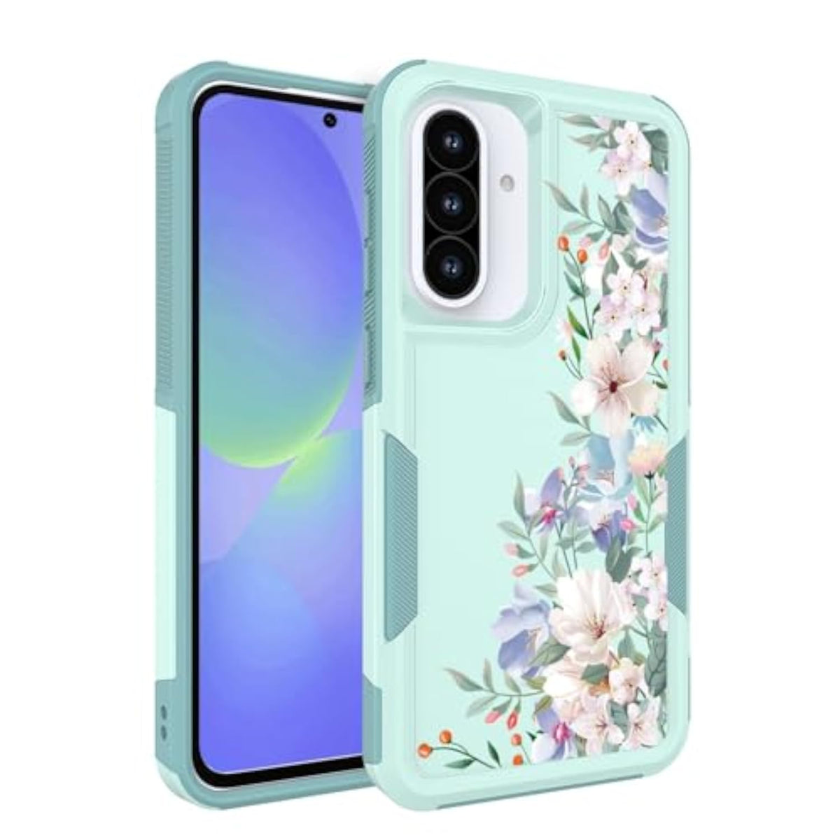 Mint Green/Magnolia Samsung Galaxy A36/A56 5G Phone Case with Floral Design