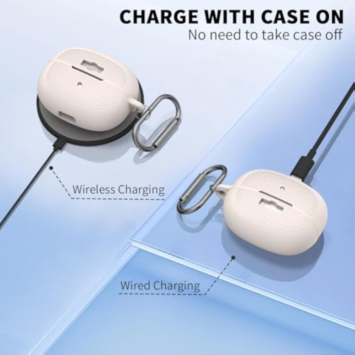 SHOKZ OpenDots ONE/OpenDots 2 Case, Soft Silicone Shockproof Protective Case Cover Compatible with SHOKZ OpenDots ONE & Two Earbuds Accessories with Cleaning Kit & Keychain