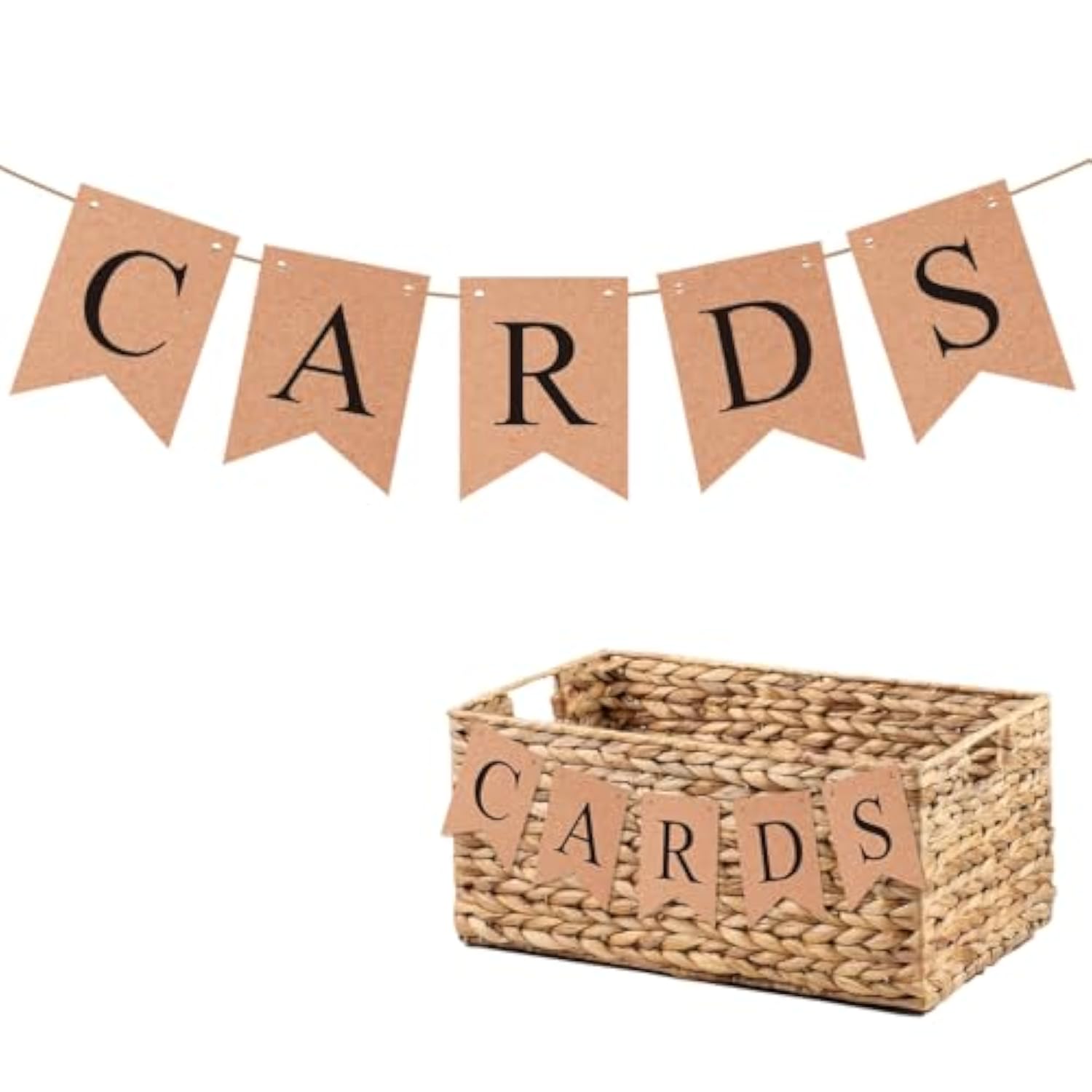 Wedding Decorations For Reception Basket Pre-Strung Kraft Banner For Wedding Birthday Baby Shower Graduation Decor Party Favors Supplies