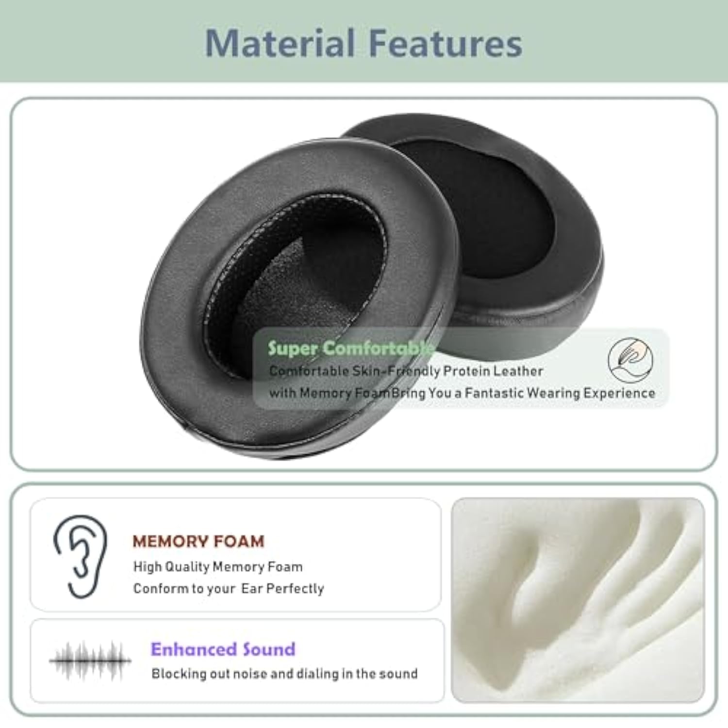 Prime Replacement Earpads Compatible With Roccat Elo 7.1 Air/Elo X Stereo/Elo 7.1 Usb Headphones Ear Pads Cushion(Protein Leather/Memory Foam)