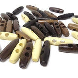 40Pcs 2 Holes Olive Shape Sewing Wood Toggle Buttons For Clothes