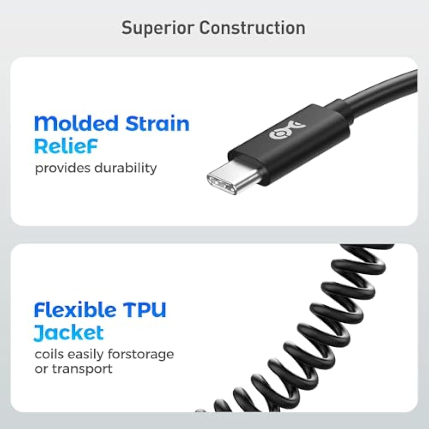 Cable Matters Coiled USB C to USB C Cable 1-4 Feet, Up to [60W Charging, 480Mbps Data Transfer] Compatible with Apple CarPlay, Android Auto, USBC Charger Cable for iPhone 16/15, Galaxy S24