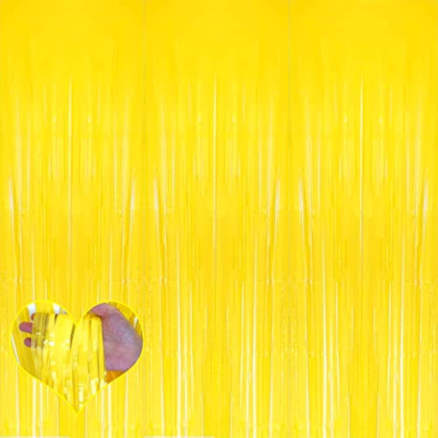 4 Pack New Yellow Fringe Curtain Backdrop, 3.2Ft X 9.8Ft Metallic Tinsel Foil Fringe Streamers Curtains Background For Photo Booth Birthday Wedding Baby Shower Party Thanksgiving Christmas Decorations
