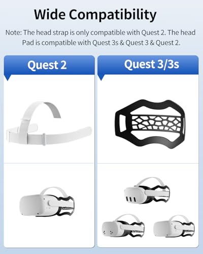 Head Strap For Oculus Quest 2,Vr Headset Straphead Strap For Meta Quest 2 With Tpu Pad, Lightweight Washable Vr Accessories With Wide Tpu Pad