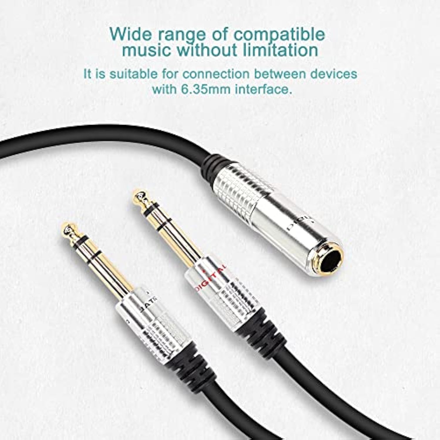 6.35Mm 1/4 Trs Headphone Splitter Cable,1/4 Inch Trs Female To Dual Stereo Male Plug Y Splitter Audio Extension Adapter Cable With Gold Plated For Amplifiers,Guitar And More- 50Cm/1.6Ft