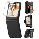 Motorola Razr 2024 Case with Clip, Screen Protector & Belt Holster Combo Black