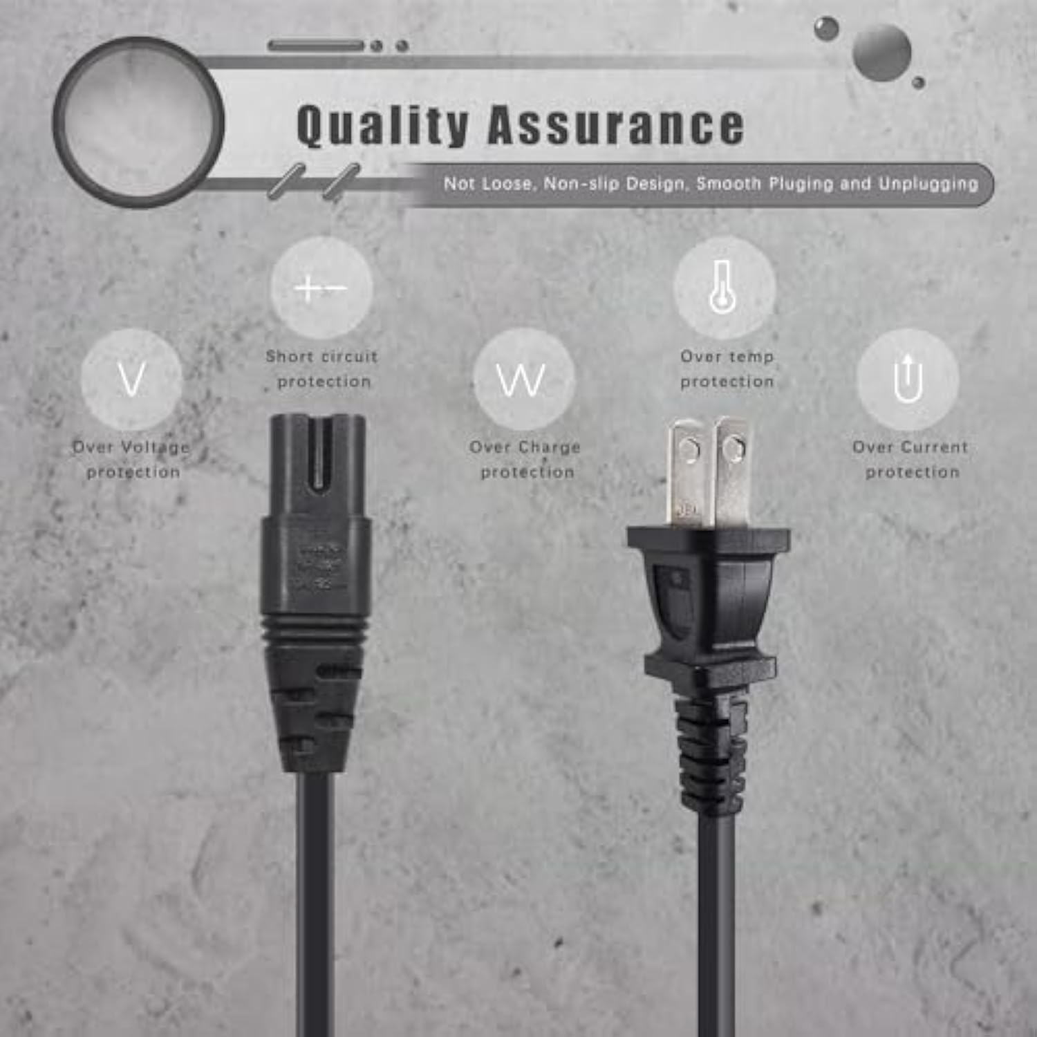 2 Prong Power Cord Charger For Epson Workforce Stylus Ecotank Printer Et-2800 Et-2803 Et-2850 Wf-2520 Wf-3620 Wf-M1560, Et-2720 Et-2750 Et-2650 Et-M1120 Et-M1170 Et-3760 Et-3750 Printer Charging Cable