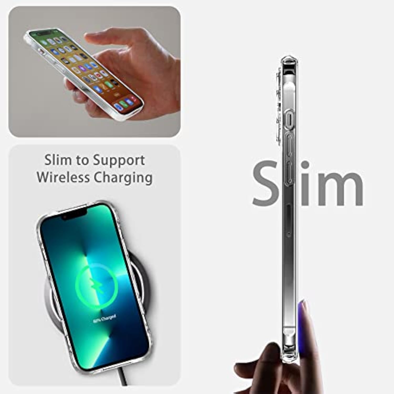 iPhone 13 Pro Clear Case Transparent Shockproof Slim Hard PC Bumper Cover