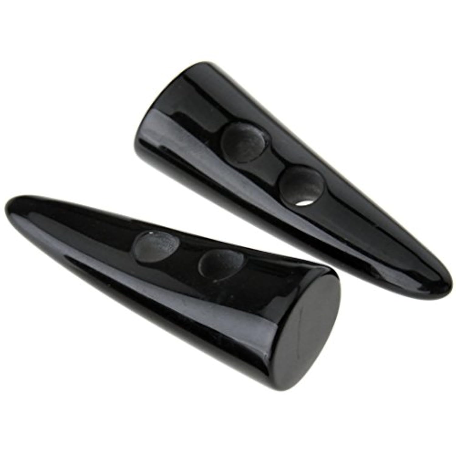10Pcs Black Resin Toggle Buttons Horn Tooth Shape Two Holes Compatible