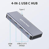 Usb C Hub,4 Port Usb-C To Usb-C Hub With 3 Usb 3.2 Gen2 Ports(10Gbps),1 100W P