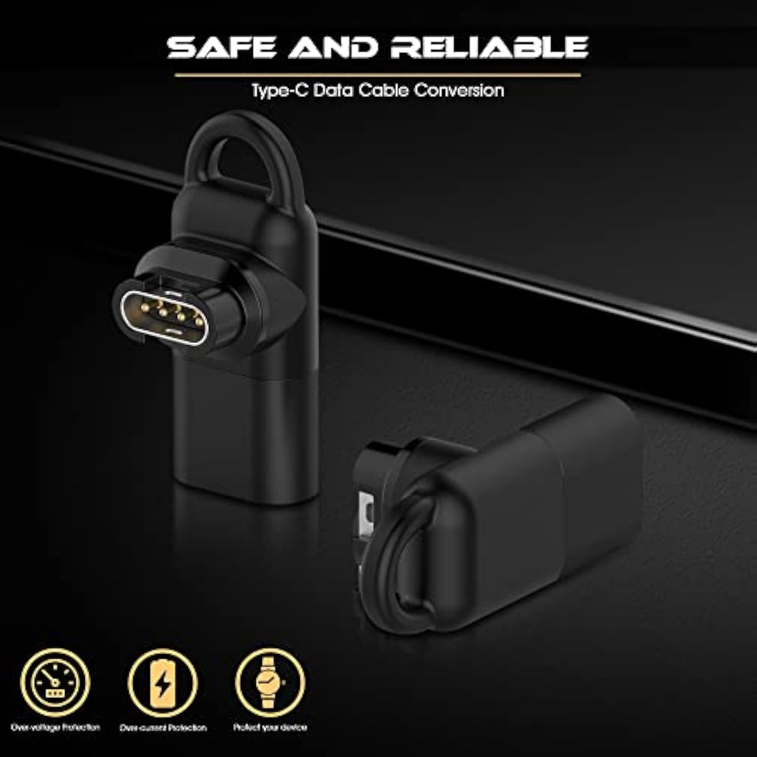 (2 Pack Type C Adapter For Garmin Watch Charger Connector, Usb C Charging Converter Accessories For Garmin Venu 3/2/1 Fenix 8/7/6/5 Instinct 2/ Vivoactive 4/Forerunner 965/955/255 Series