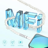 For Iphone Charger Cord [Mfi Certified] Beaded Pearl Iphone Fast Charging Cable For Iphone 14 13 12 11 Plus Pro Max Cute Bowknots Phone Charger Cord Usb A To Iphone Cable 3.3Ft For Ipad 9Th 8Th 7Th