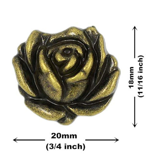12 Pieces Rose In Full Bloom Metal Shank Buttons. 20Mm (3/4 Inch) (Ant